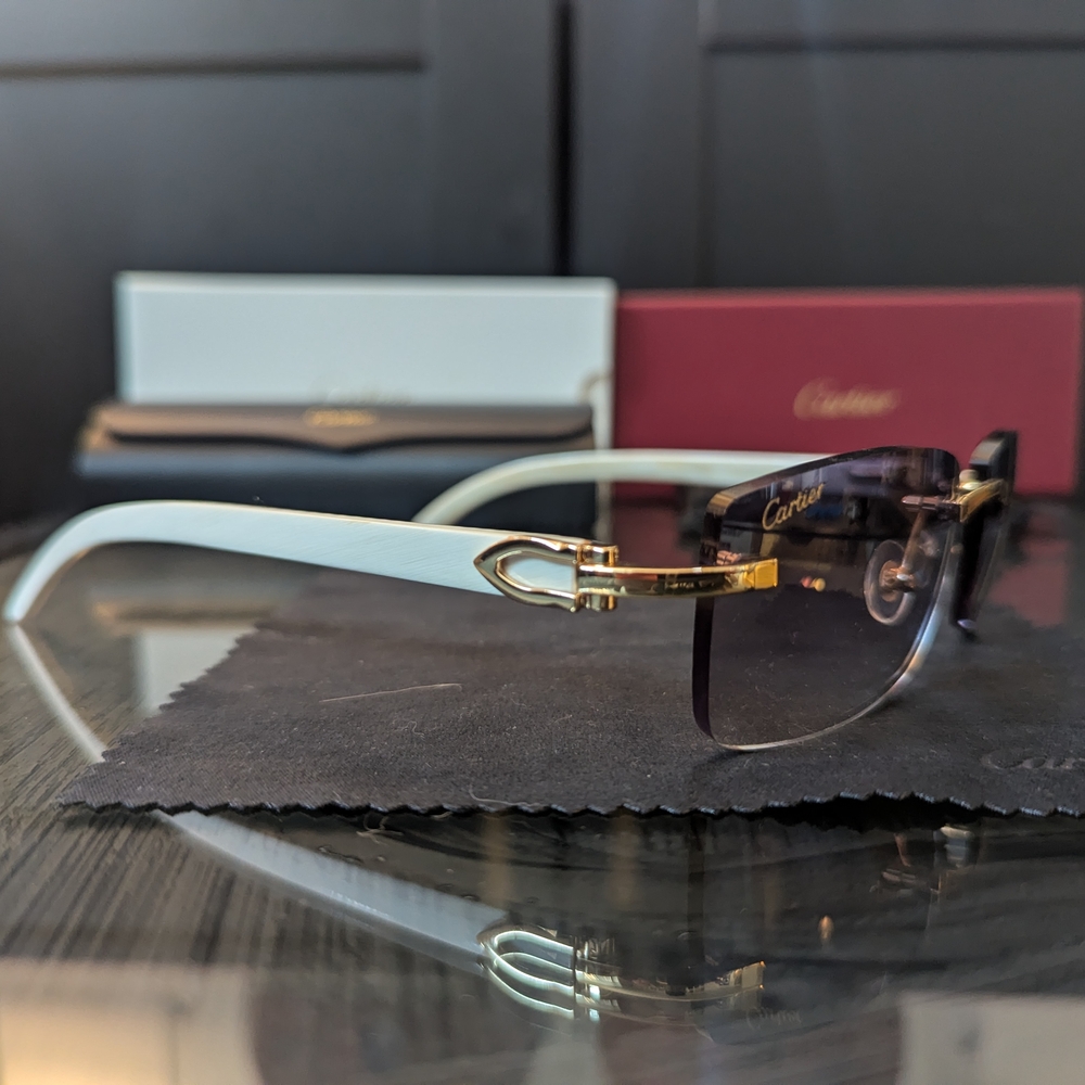 Cartier style, white buffalo horn sunglasses